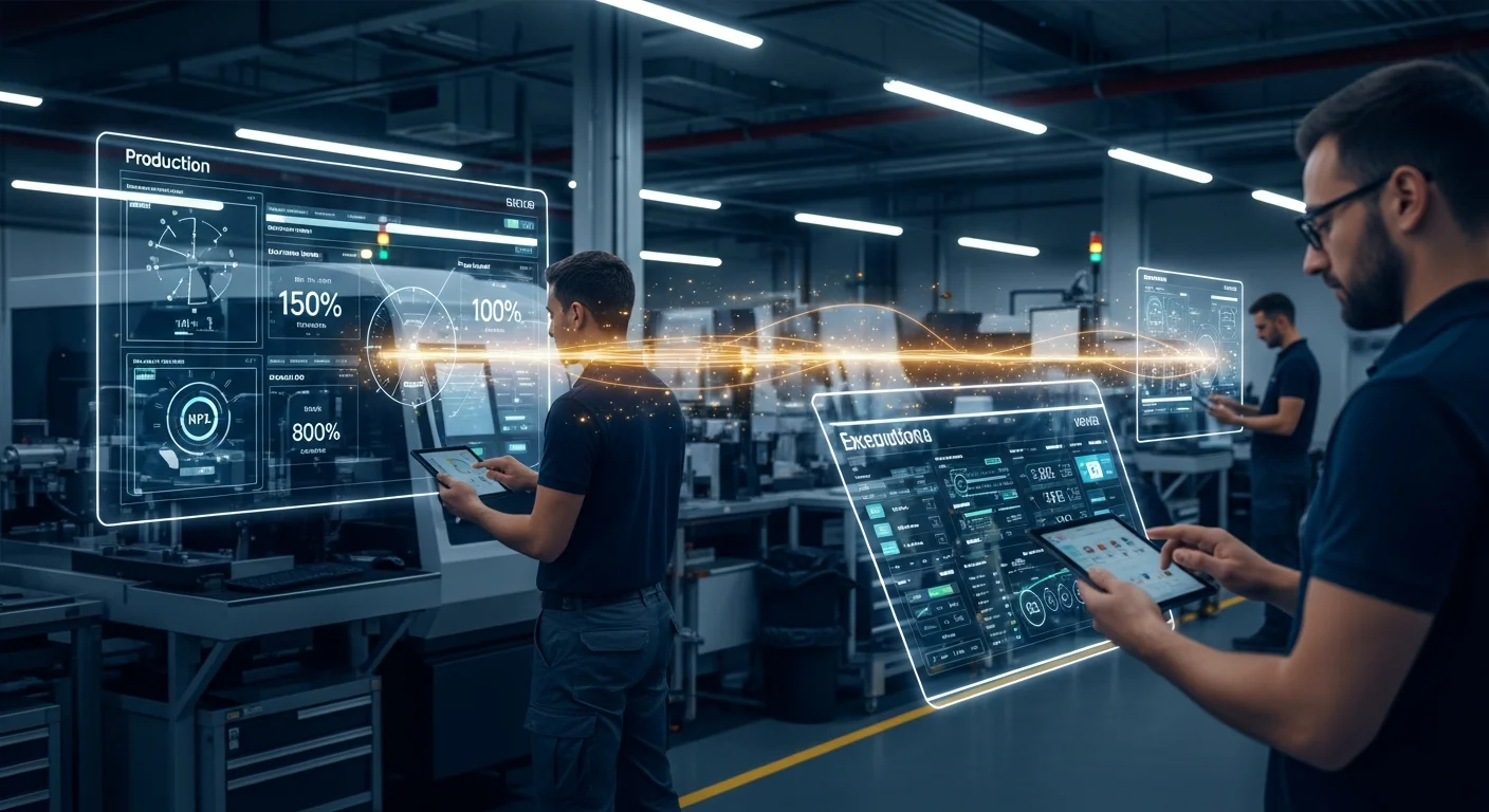 Manufacturing execution software on the shop floor connecting ERP to operations